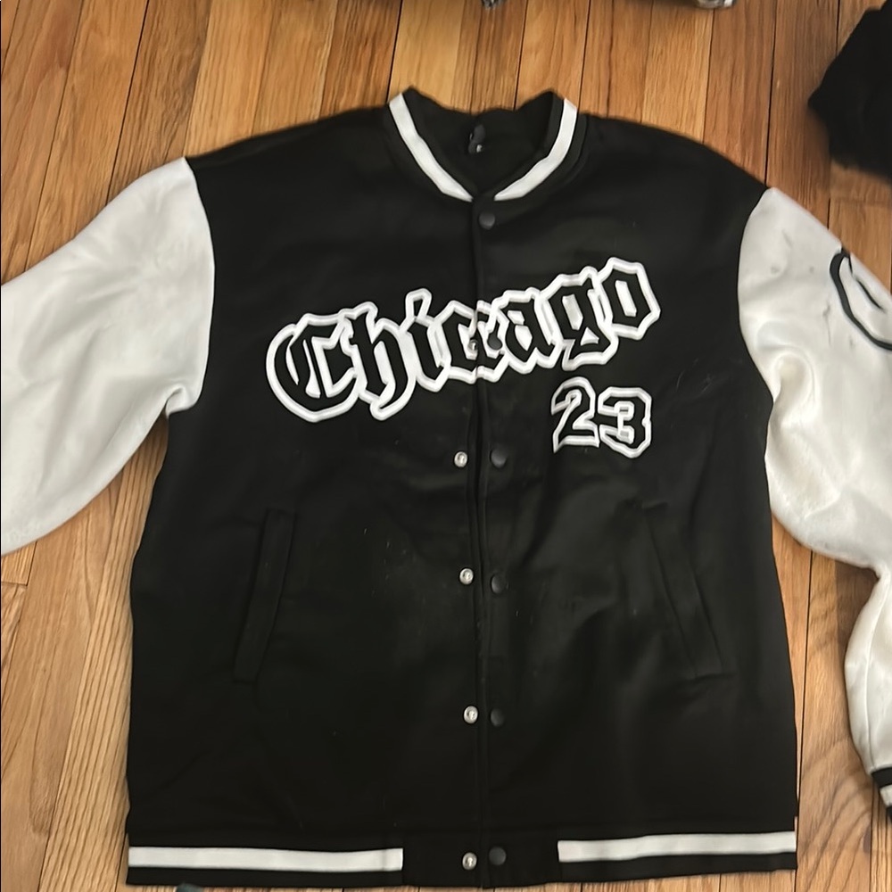 SHEIN Black and White Varsity Jacket